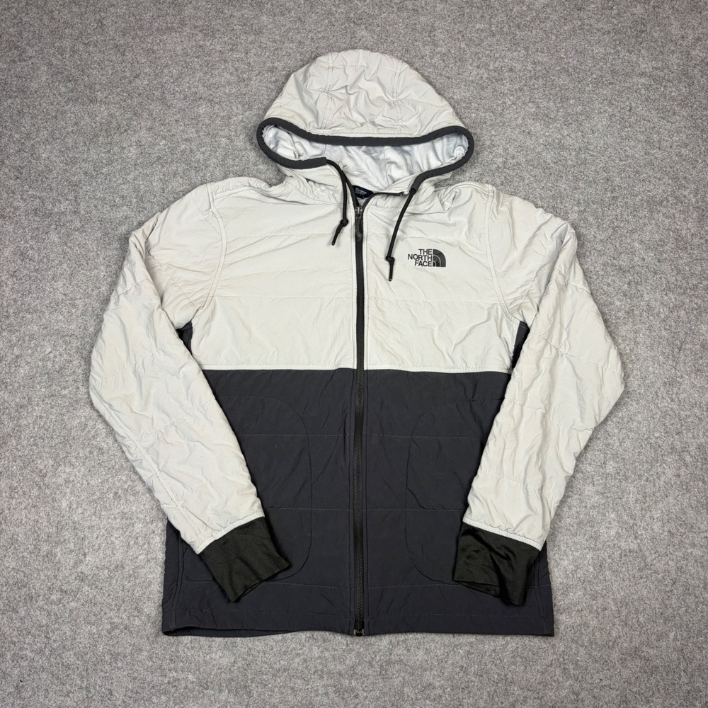 The North Face Mens Grey Black Colorblock Puffer Jacket Hooded Small